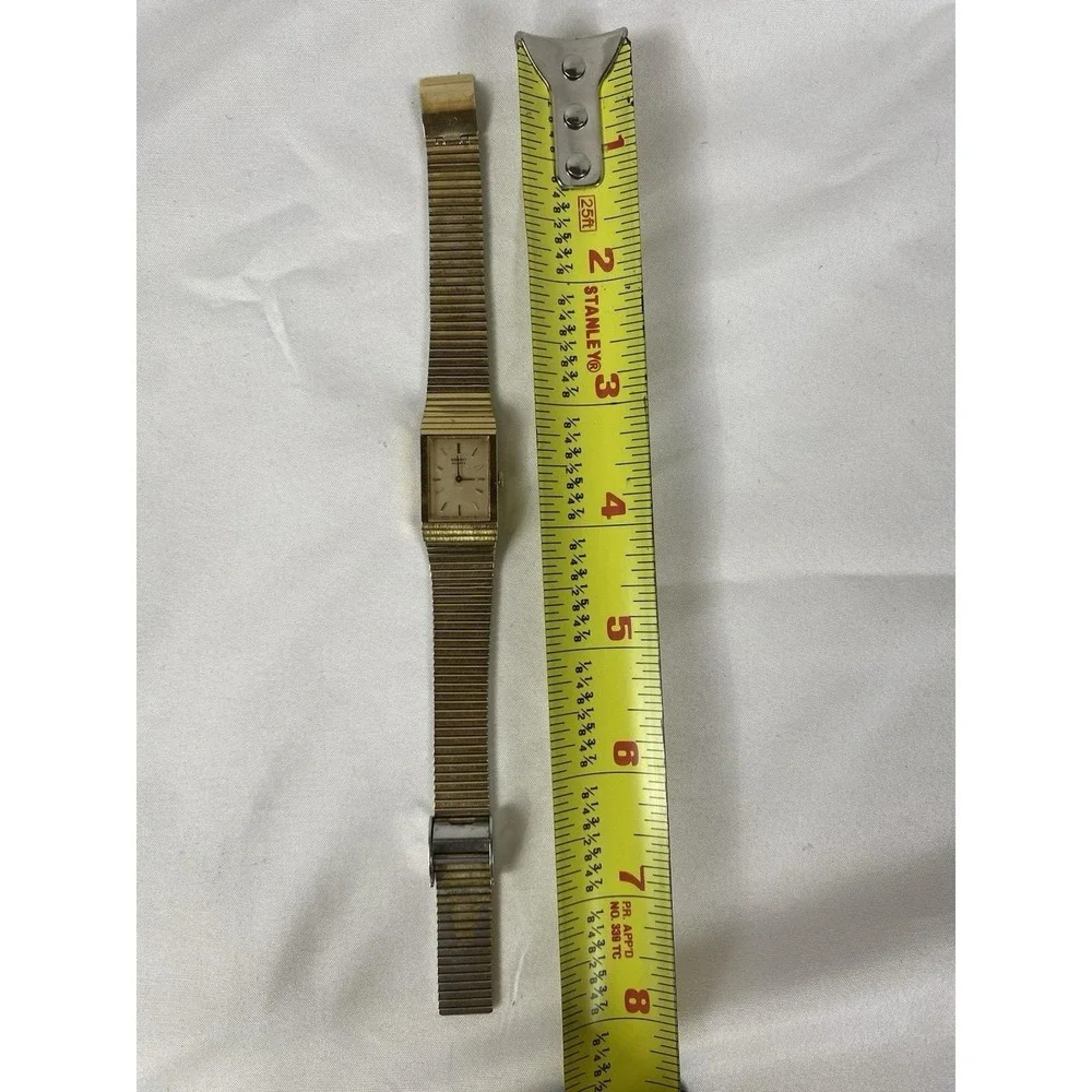 Vintage Seiko 1400-5079 Womens Quartz Tank Watch Gold Tone Expansion Untested